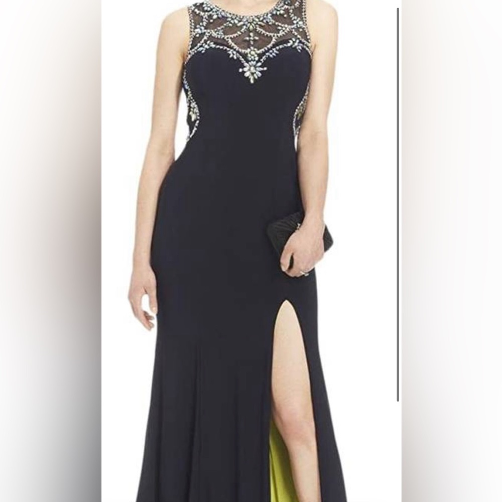 Blue embellished gown